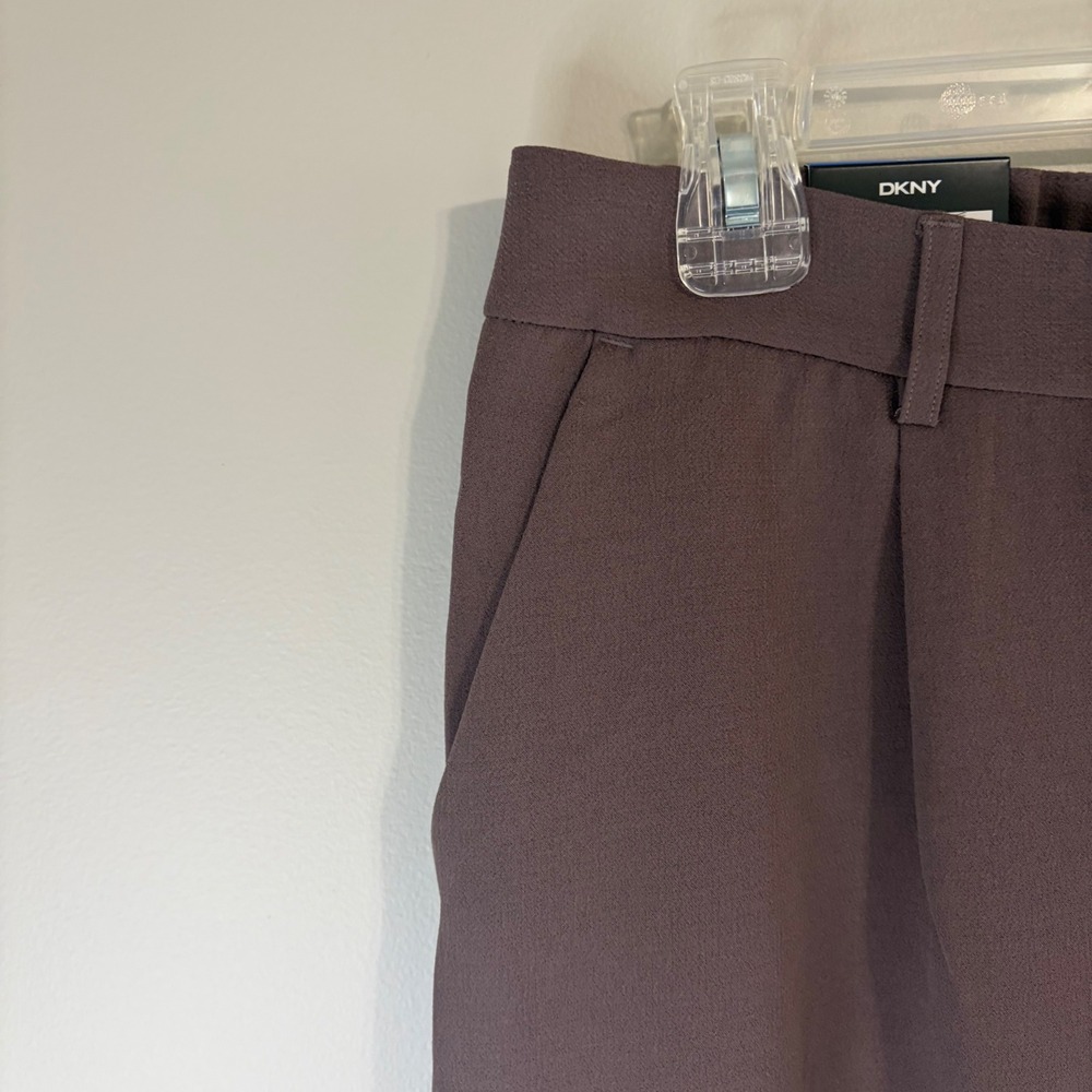 DKNY Womens Mauve Brown Pleated Wide Leg Dress Pants Size 10 New - Picture 10 of 13